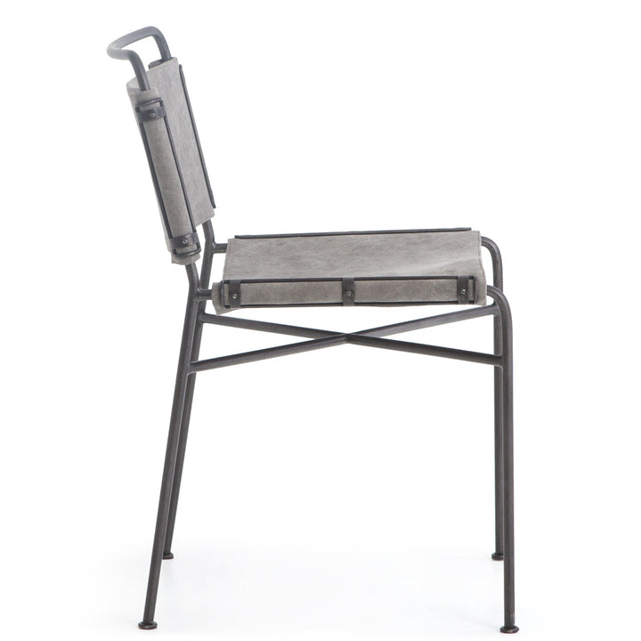 STONEWASH GREY CANVAS SLING DINING CHAIR