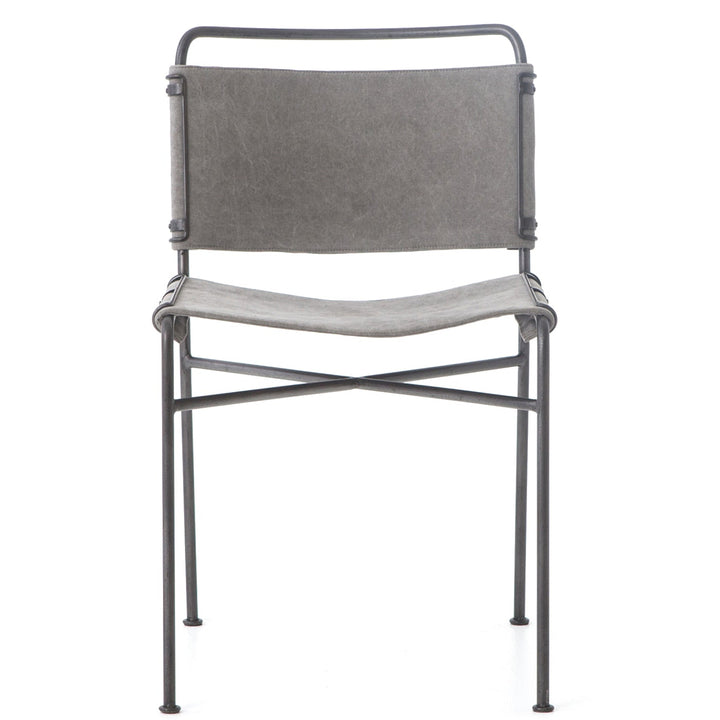 STONEWASH GREY CANVAS SLING DINING CHAIR