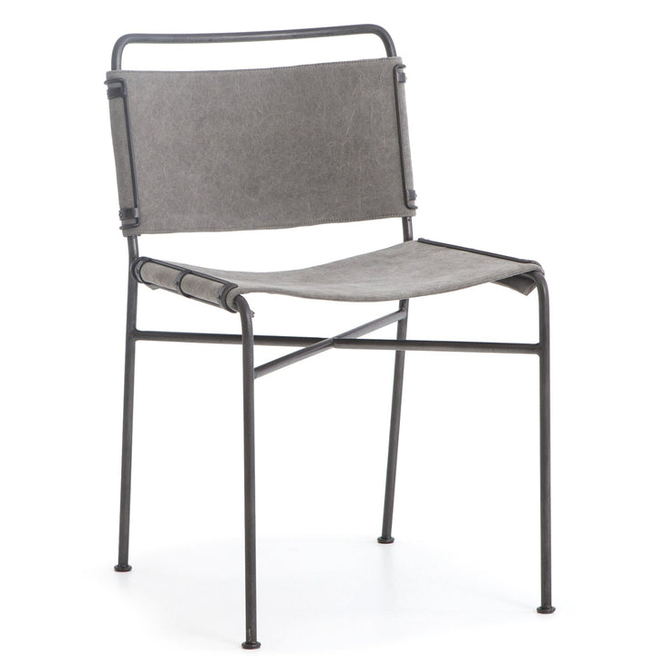 STONEWASH GREY CANVAS SLING DINING CHAIR