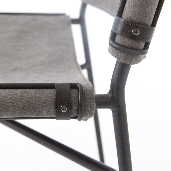 STONEWASH GREY CANVAS SLING DINING CHAIR