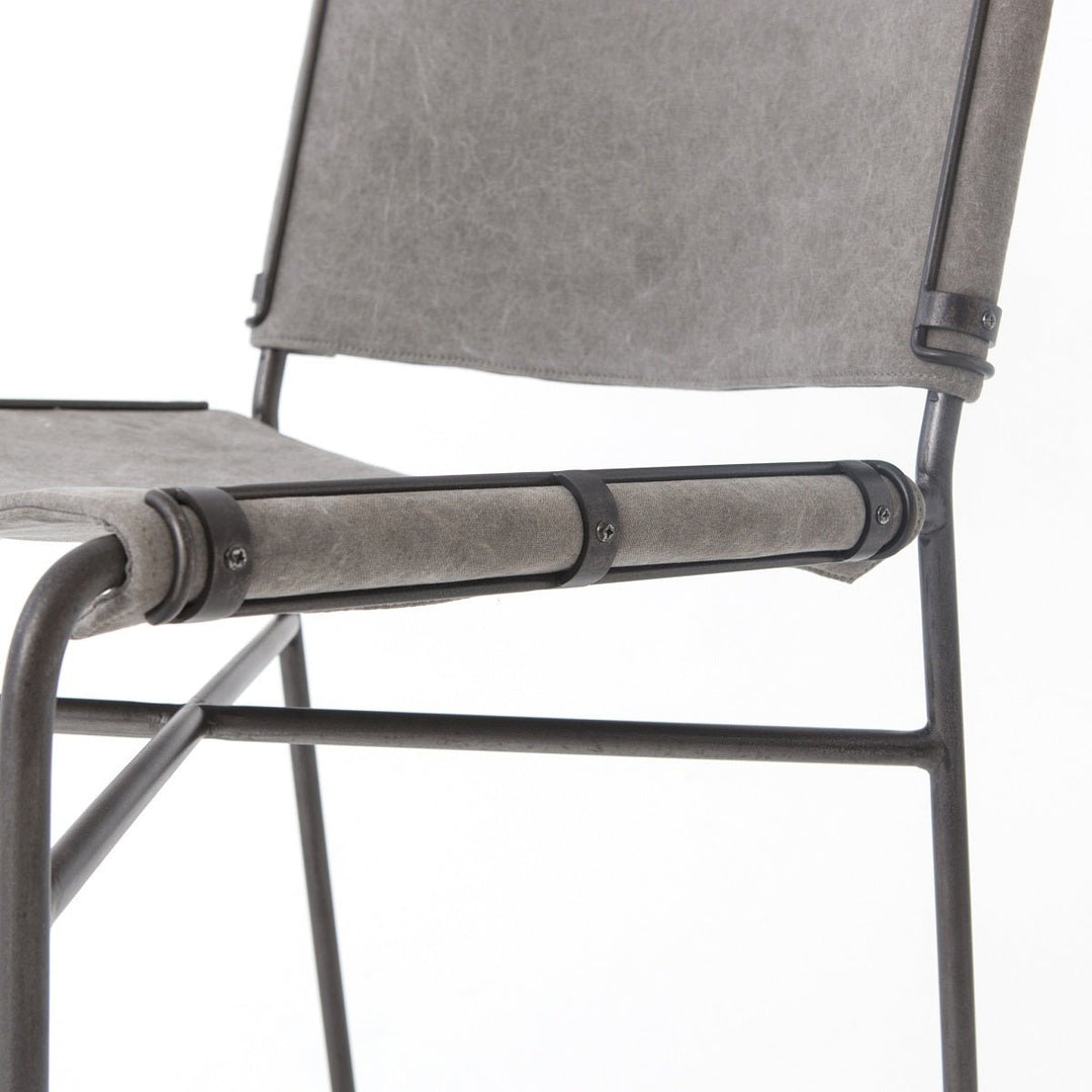 STONEWASH GREY CANVAS SLING DINING CHAIR