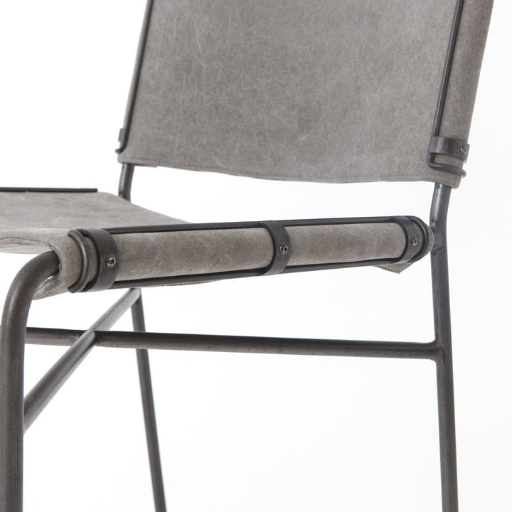 STONEWASH GREY CANVAS SLING DINING CHAIR