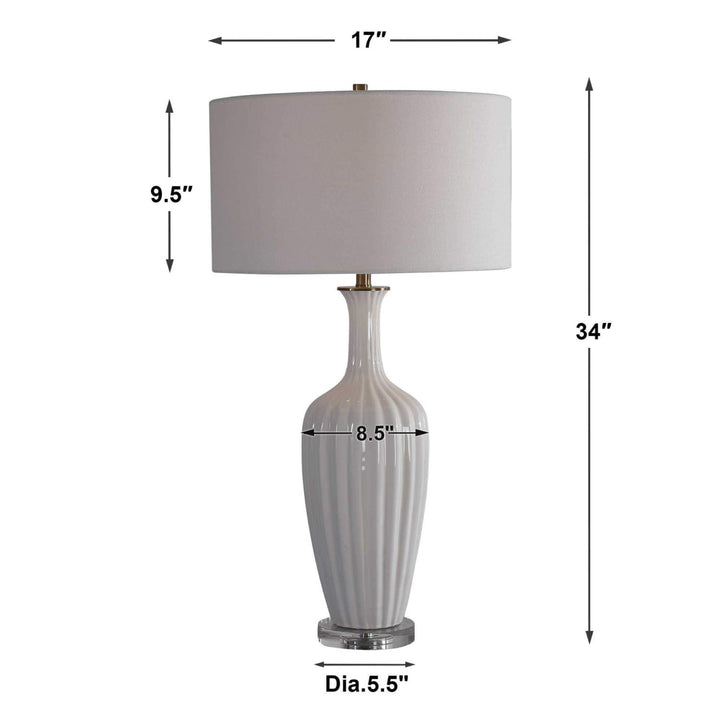 STRAUSS GLOSS WHITE CERAMIC TABLE LAMP