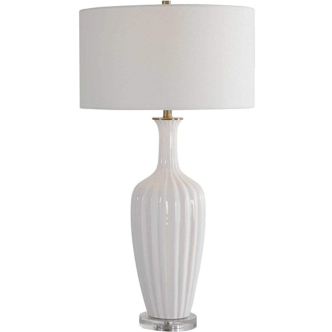 STRAUSS GLOSS WHITE CERAMIC TABLE LAMP