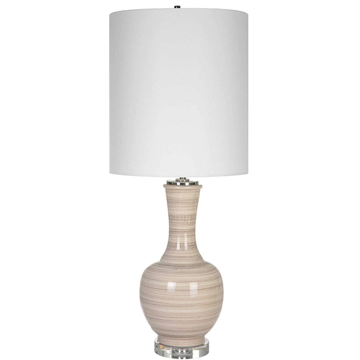 STRIATED BEIGE CERAMIC TABLE LAMP