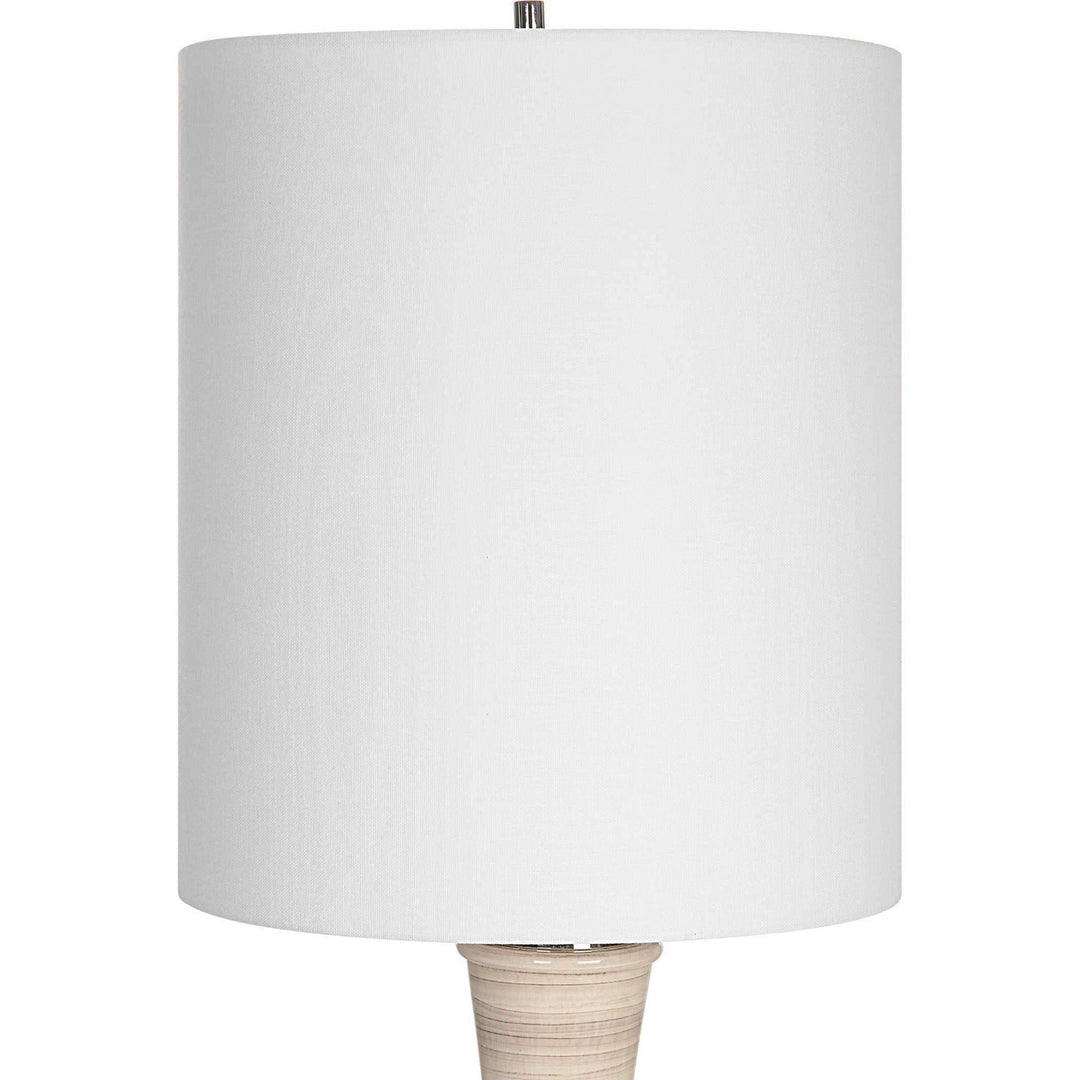 STRIATED BEIGE CERAMIC TABLE LAMP