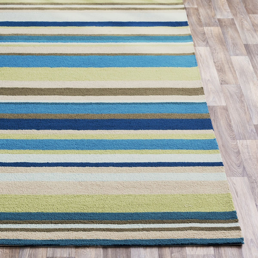 STRIPES OUTDOOR RUG: BLUE, LIME