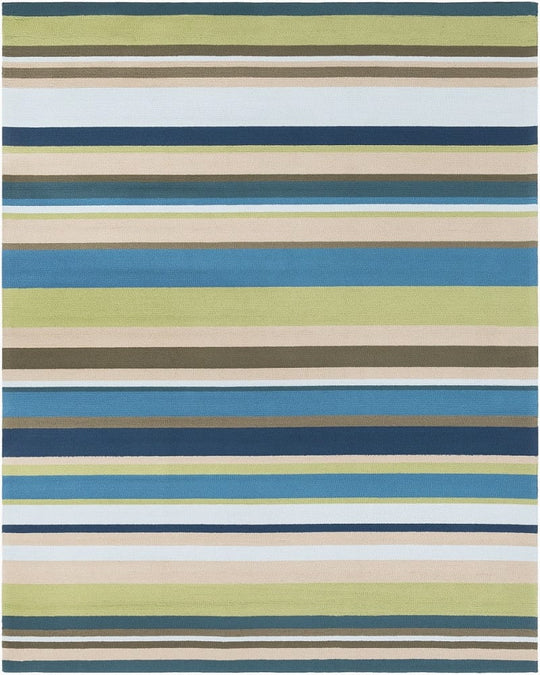 STRIPES OUTDOOR RUG: BLUE, LIME