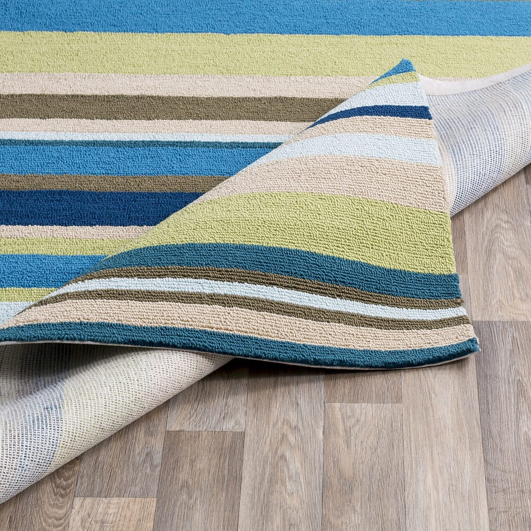 STRIPES OUTDOOR RUG: BLUE, LIME