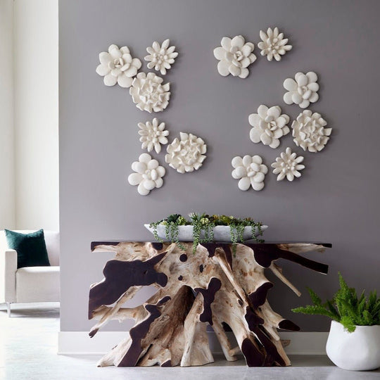 SUCCULENT WALL DECOR: WHITE STONE