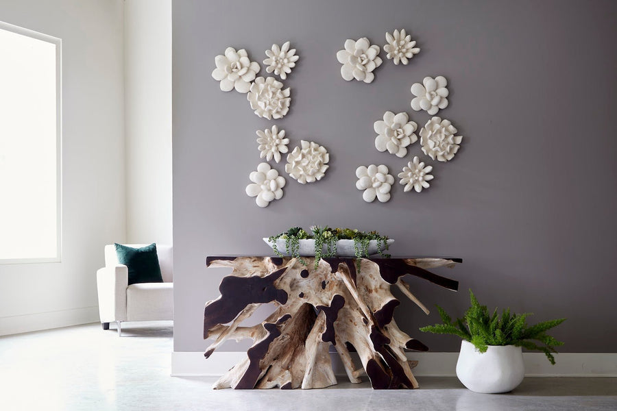 succulent wall design Phillips Collection Compactum Succulent Wall Art, White Stone