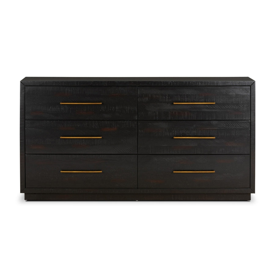 SUKI BURNISHED BLACK 6 DRAWER DRESSER