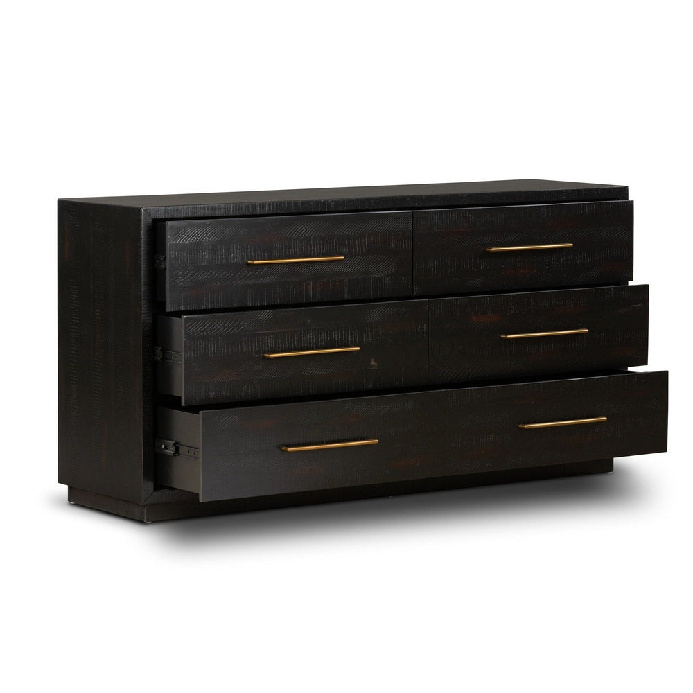 SUKI BURNISHED BLACK 6 DRAWER DRESSER