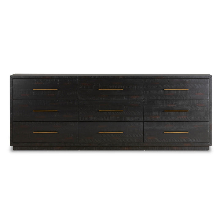 SUKI BURNISHED BLACK 9 DRAWER DRESSER