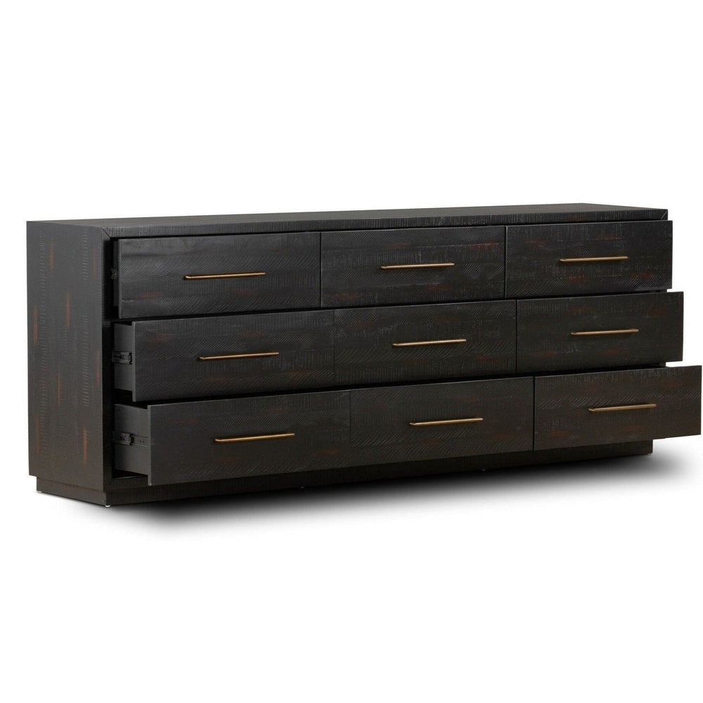 SUKI BURNISHED BLACK 9 DRAWER DRESSER