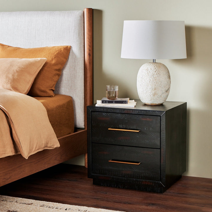 SUKI BURNISHED BLACK NIGHTSTAND