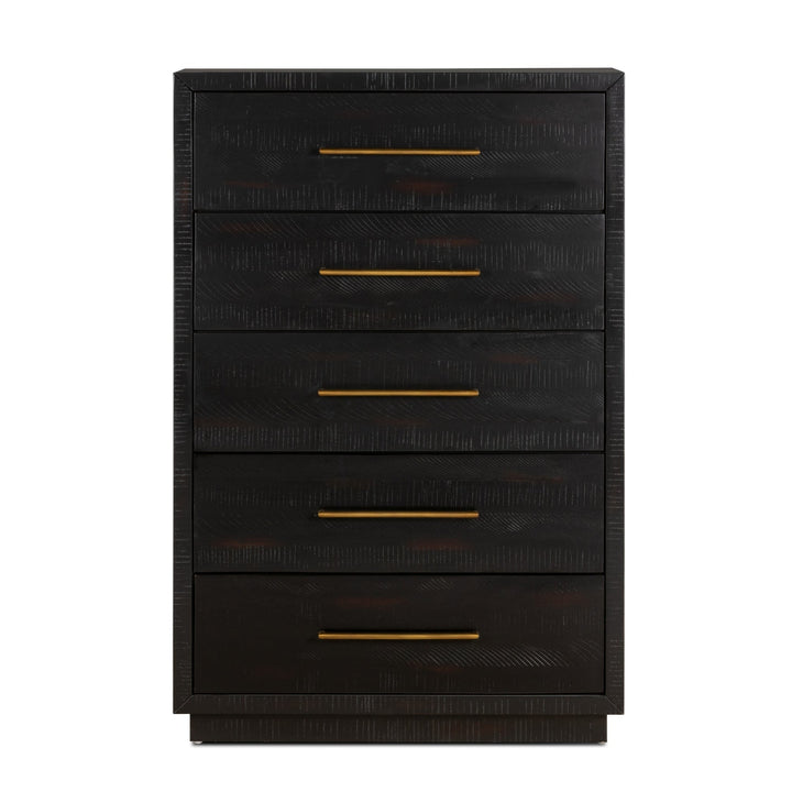 SUKI BURNISHED BLACK TALL BOY DRESSER