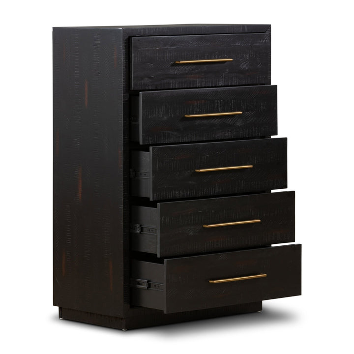 SUKI BURNISHED BLACK TALL BOY DRESSER