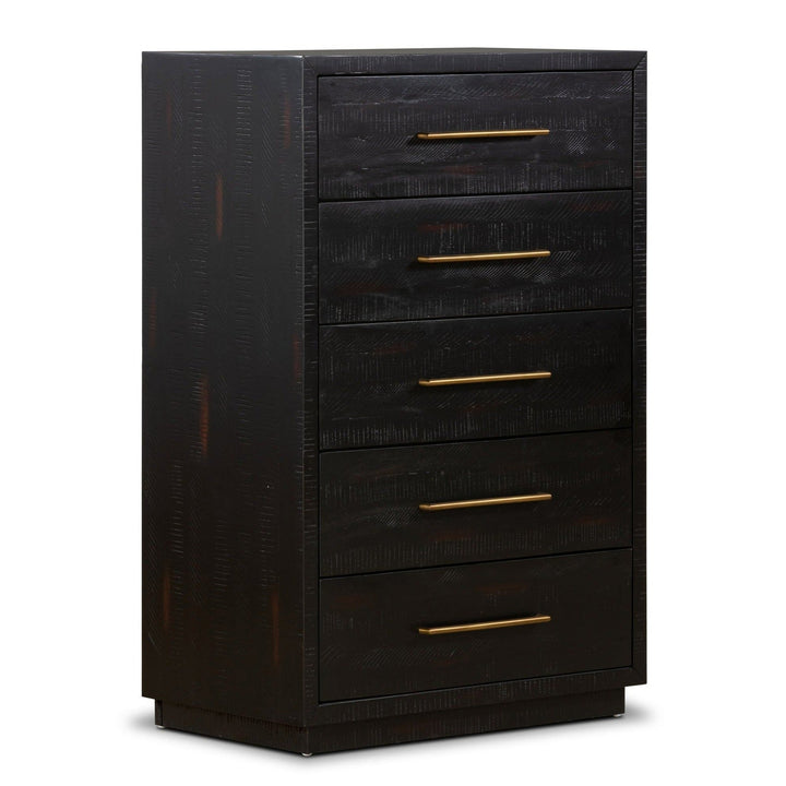 SUKI BURNISHED BLACK TALL BOY DRESSER