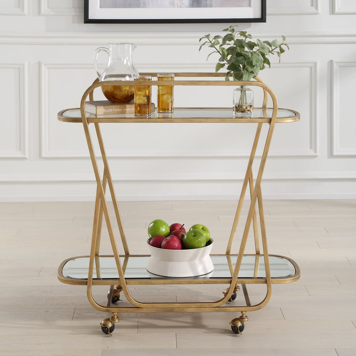 SWAIN BRASS SERVING CART