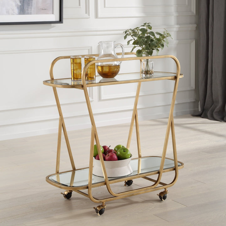 SWAIN BRASS SERVING CART