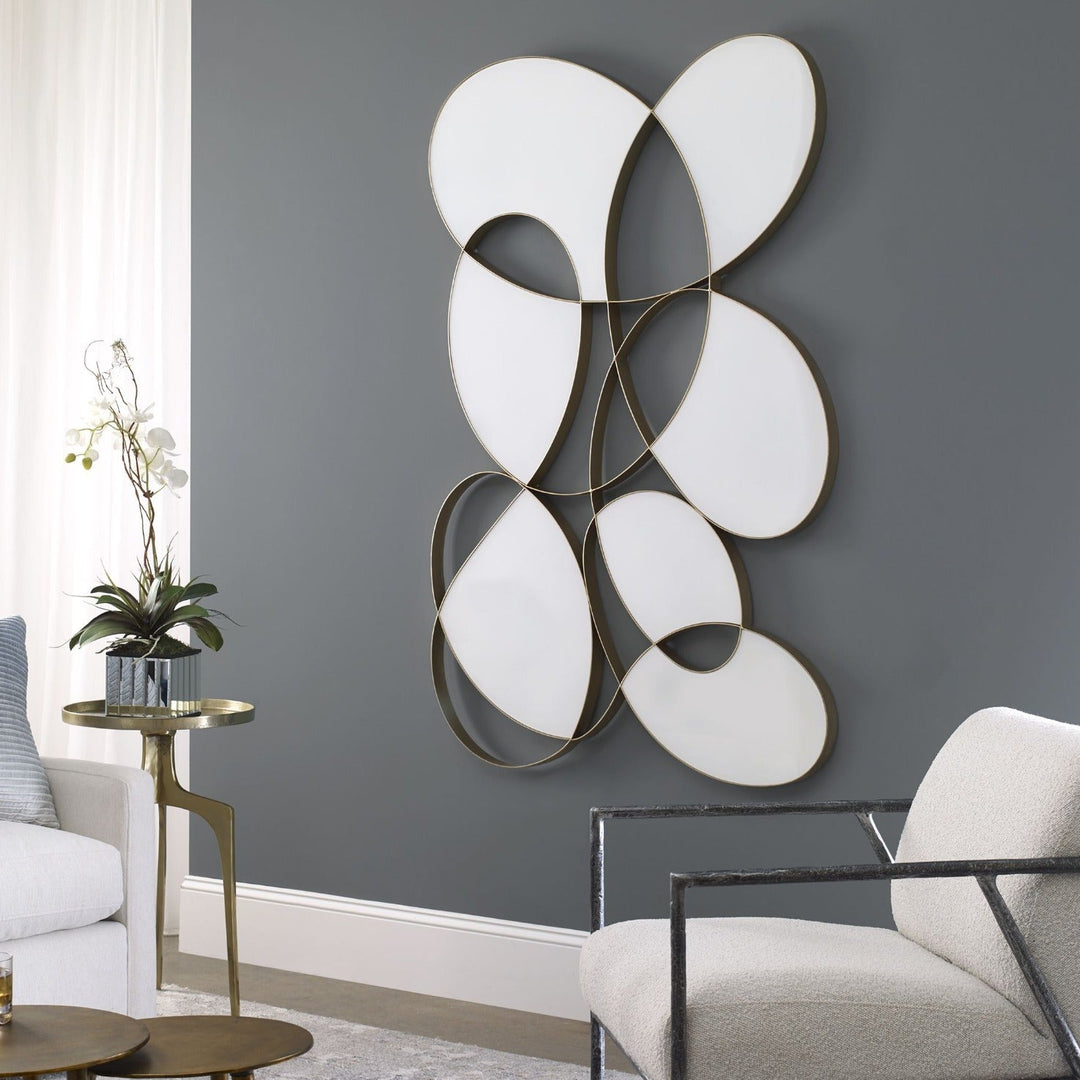 SYMPHONY GOLD METAL + WHITE GLASS WALL ART