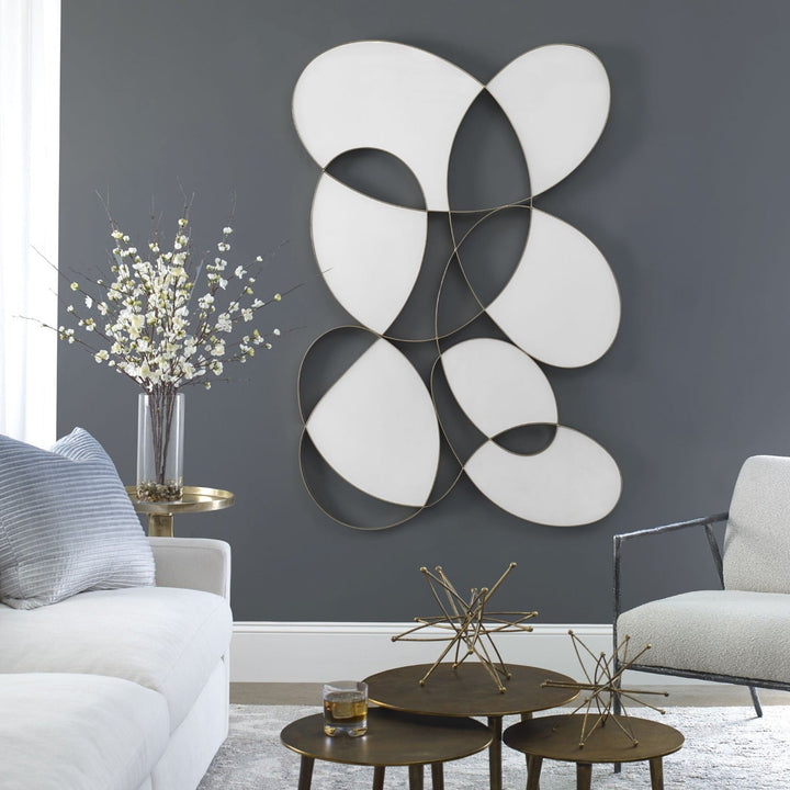 SYMPHONY GOLD METAL + WHITE GLASS WALL ART