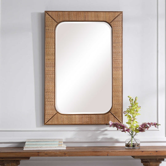 TAHITI WOVEN RATTAN MIRROR