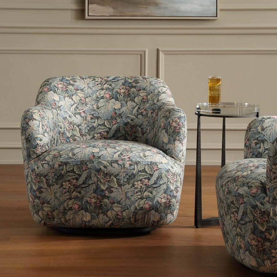 TAPESTRY UPHOLSTERED SWIVEL CHAIR