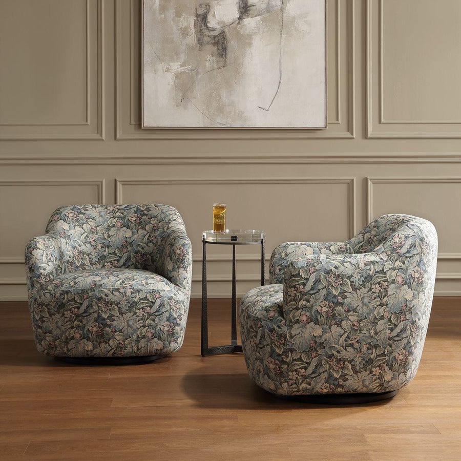 TAPESTRY UPHOLSTERED SWIVEL CHAIR