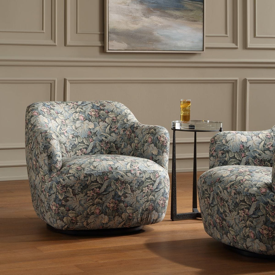 TAPESTRY UPHOLSTERED SWIVEL CHAIR