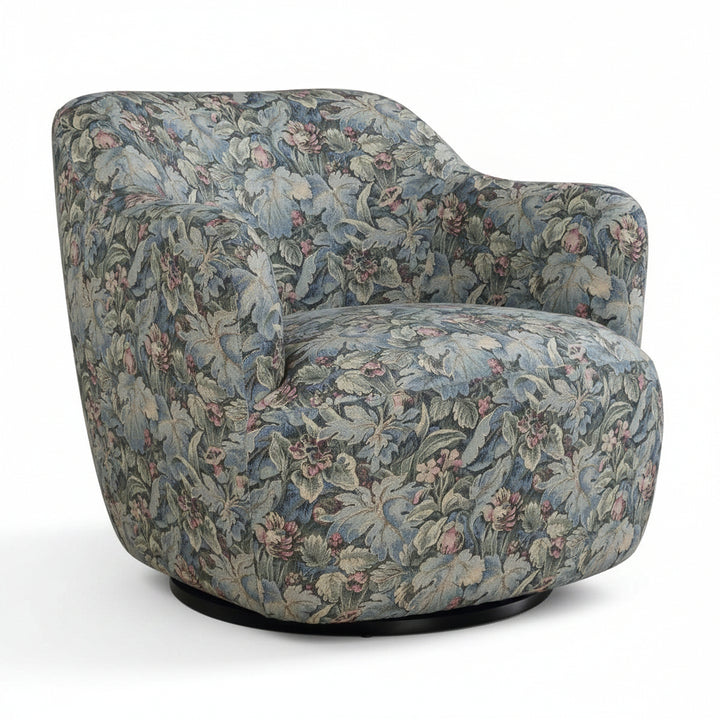 TAPESTRY UPHOLSTERED SWIVEL CHAIR