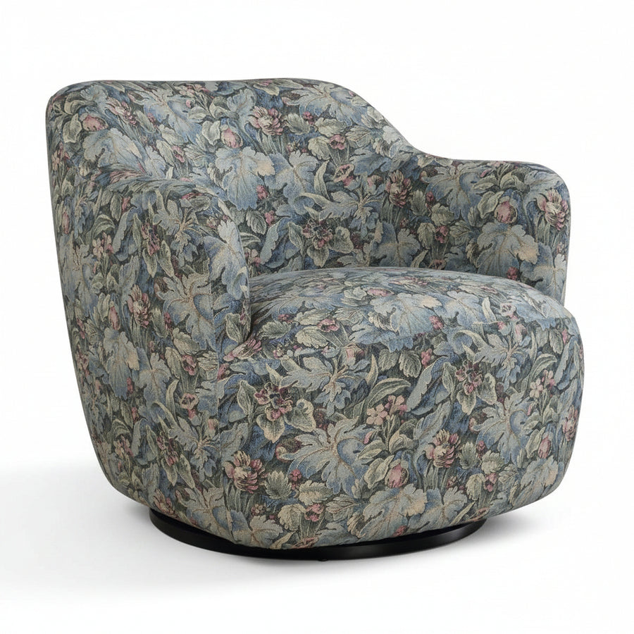 TAPESTRY UPHOLSTERED SWIVEL CHAIR