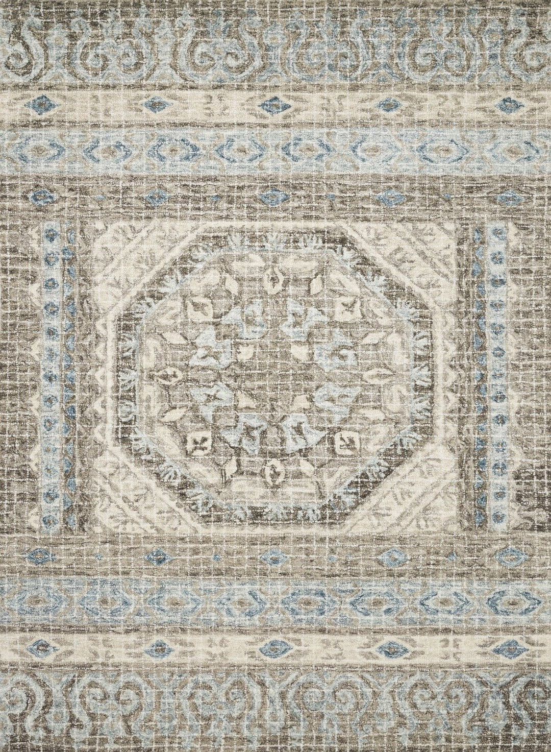 TATUM WOOL RUG: AQUA, STONE