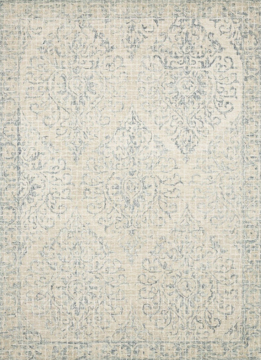 TATUM WOOL RUG: CREAM, SKY BLUE