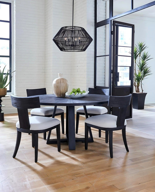 TAYLOR RUBBED BLACK KLISMOS DINING CHAIR