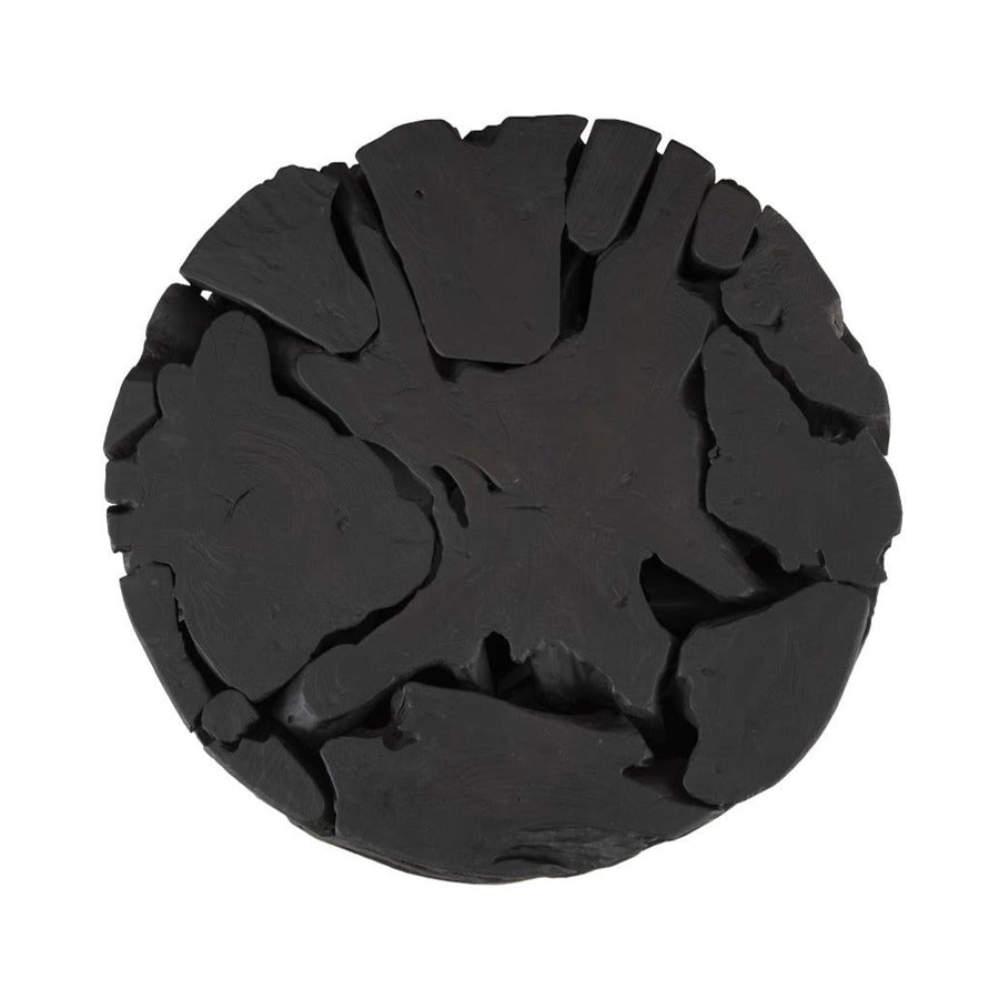 TEAK CHUNK ROUND COFFEE TABLE: BLACK