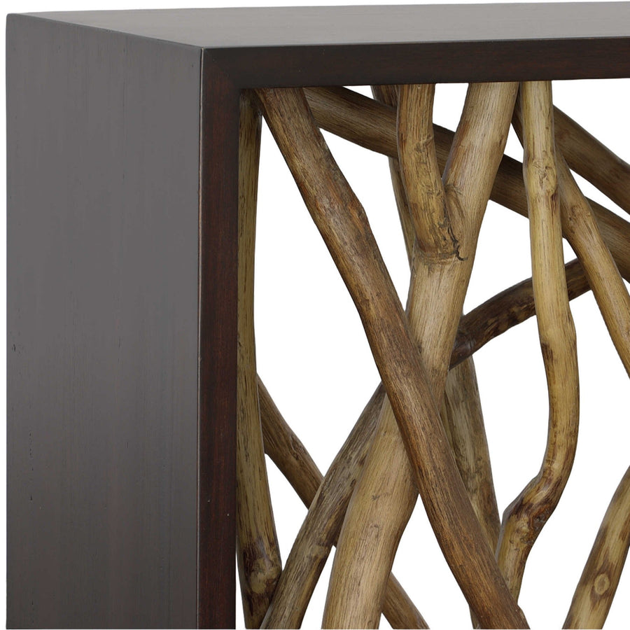 TEAK MAZE CONSOLE TABLE