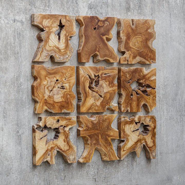 TEAK SLICE WALL TILES | SET OF 9