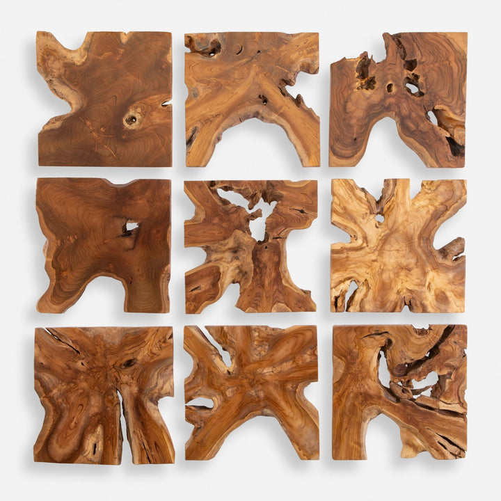 TEAK SLICE WALL TILES | SET OF 9