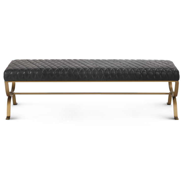 TEATRO ANTIQUE BLACK QUILTED LEATHER BENCH