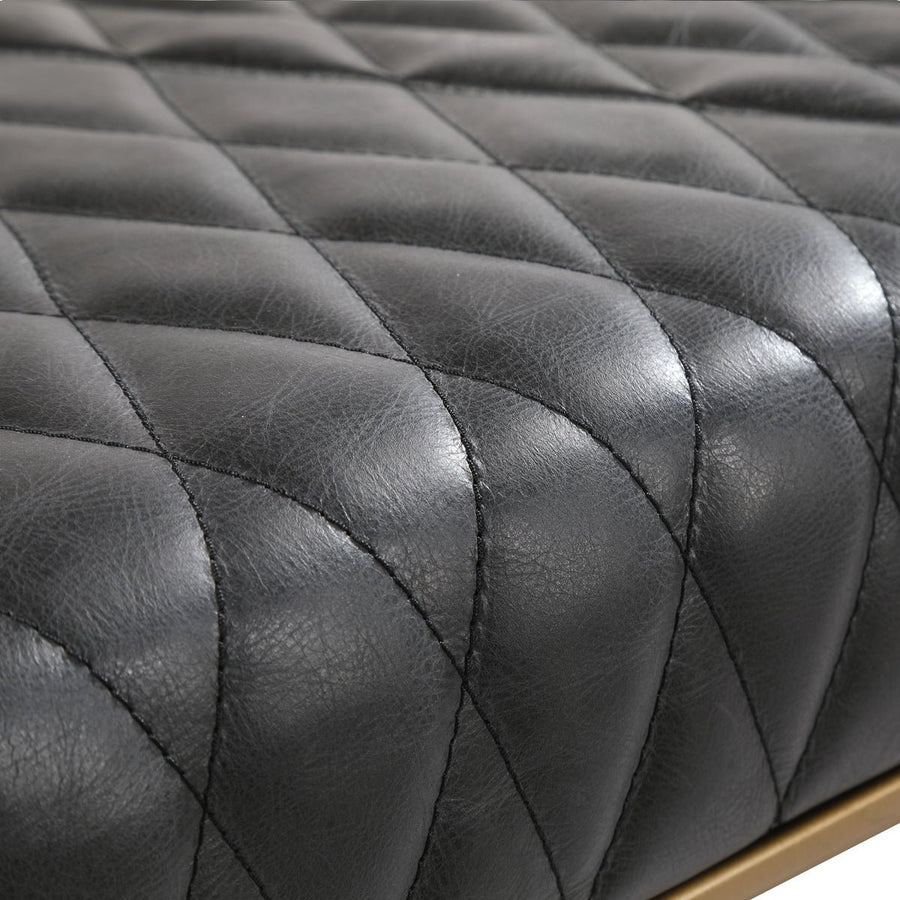 TEATRO ANTIQUE BLACK QUILTED LEATHER BENCH