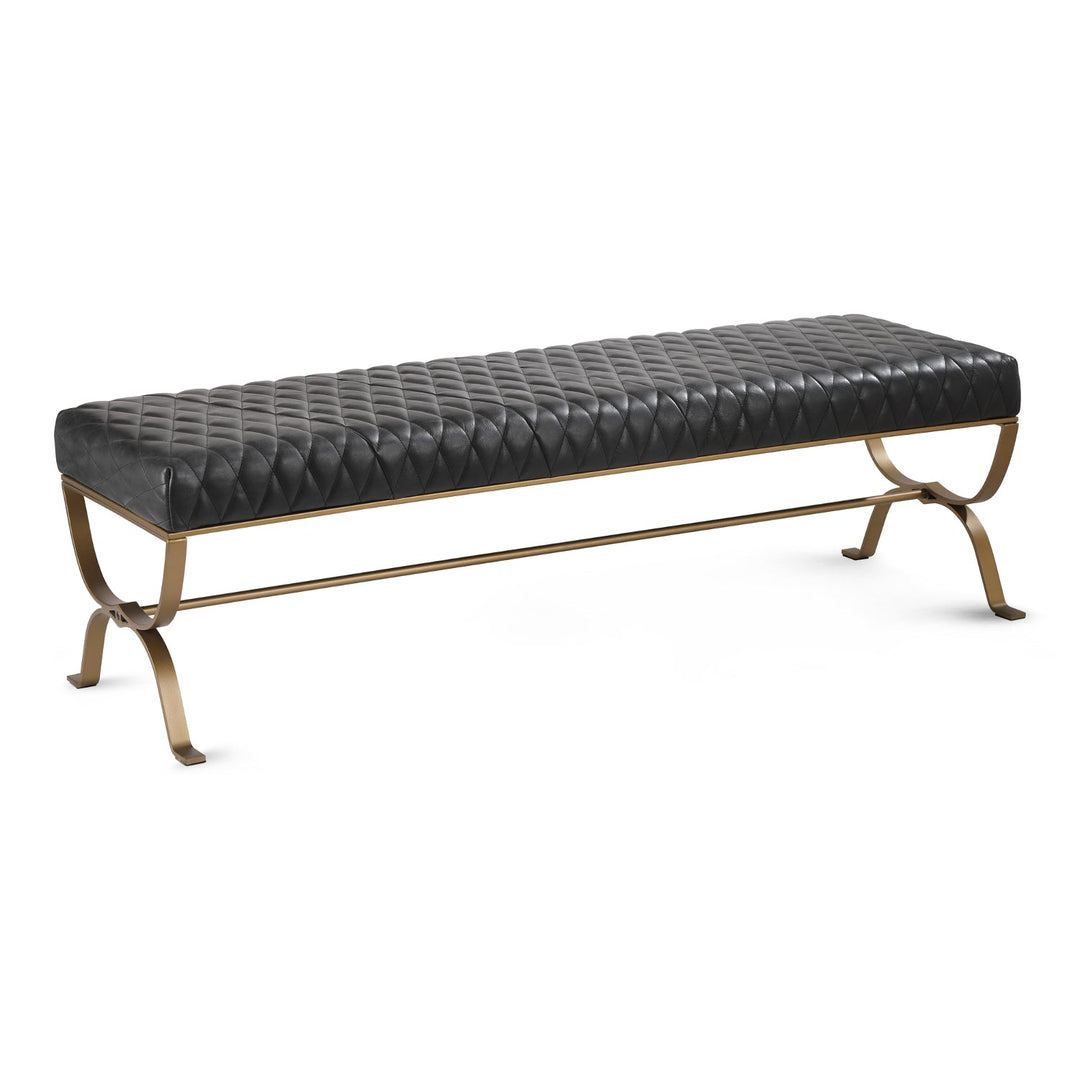 TEATRO ANTIQUE BLACK QUILTED LEATHER BENCH