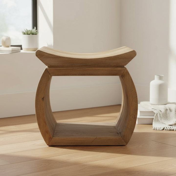TEMPLE ELM WOOD STOOL