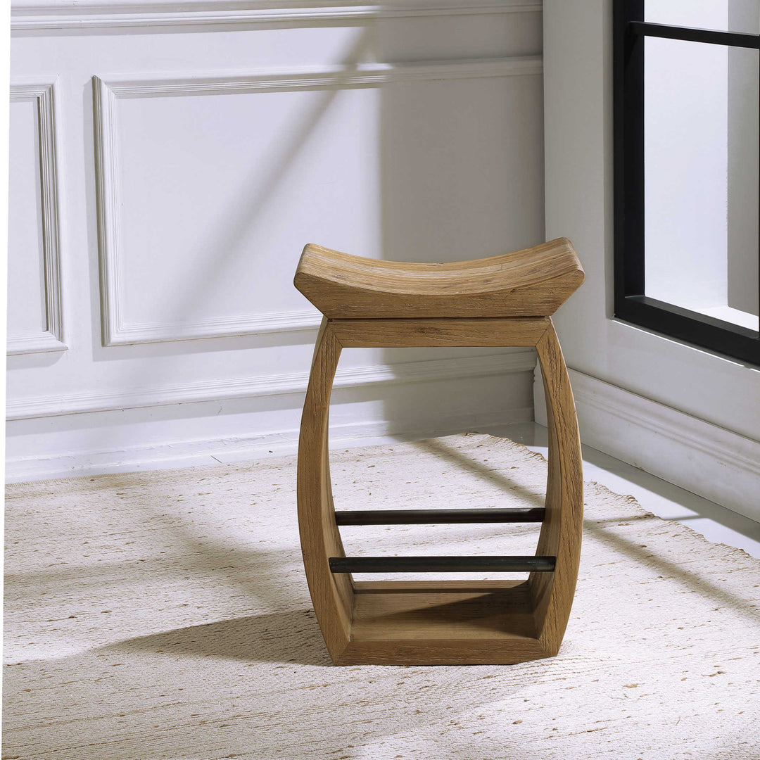 TEMPLE RECYCLED WOOD COUNTER STOOL