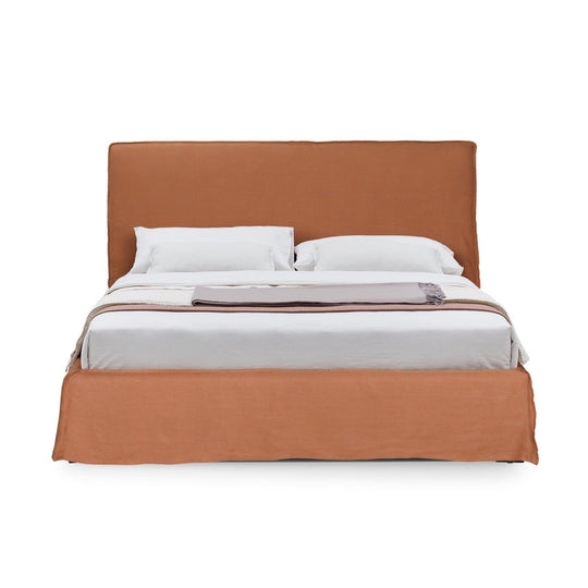 TERRACOTTA LINEN SLIPCOVER BED