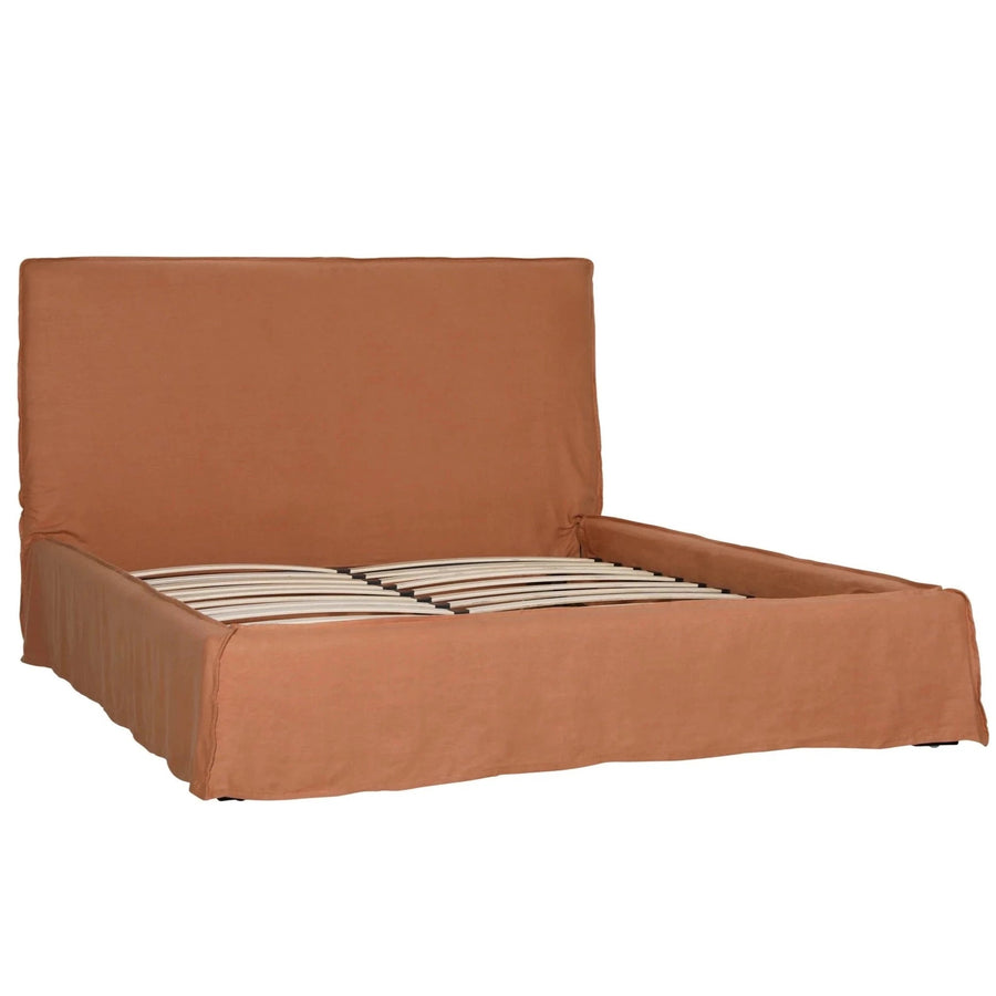 TERRACOTTA LINEN SLIPCOVER BED