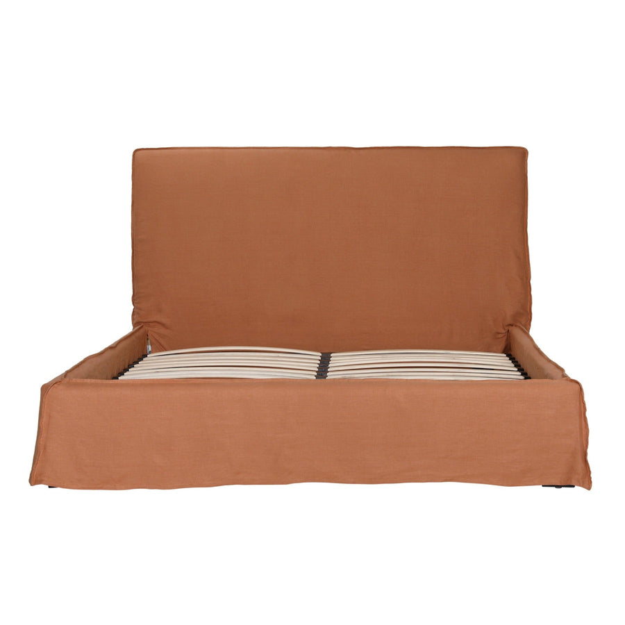 TERRACOTTA LINEN SLIPCOVER BED