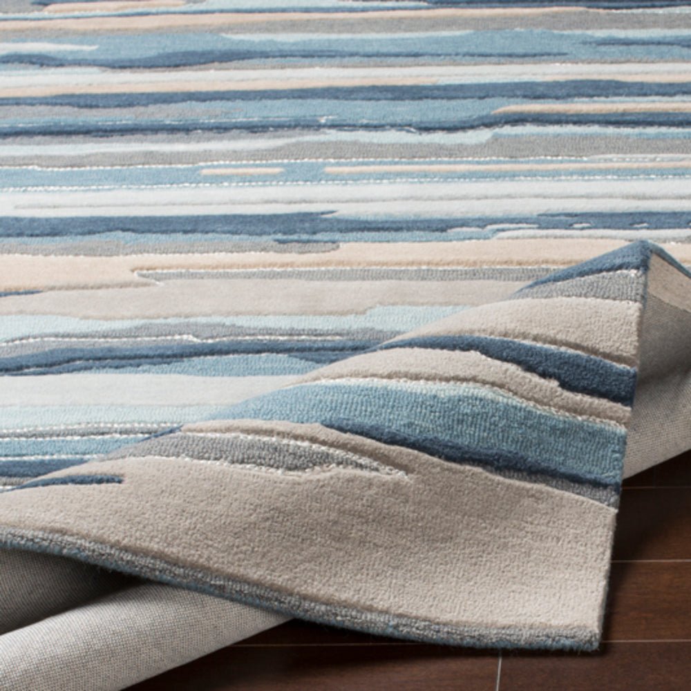 TEXTURED HORIZON WOOL RUG: DENIM DUNES