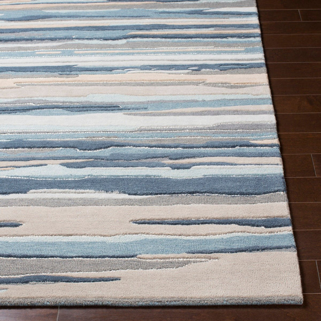 TEXTURED HORIZON WOOL RUG: DENIM DUNES